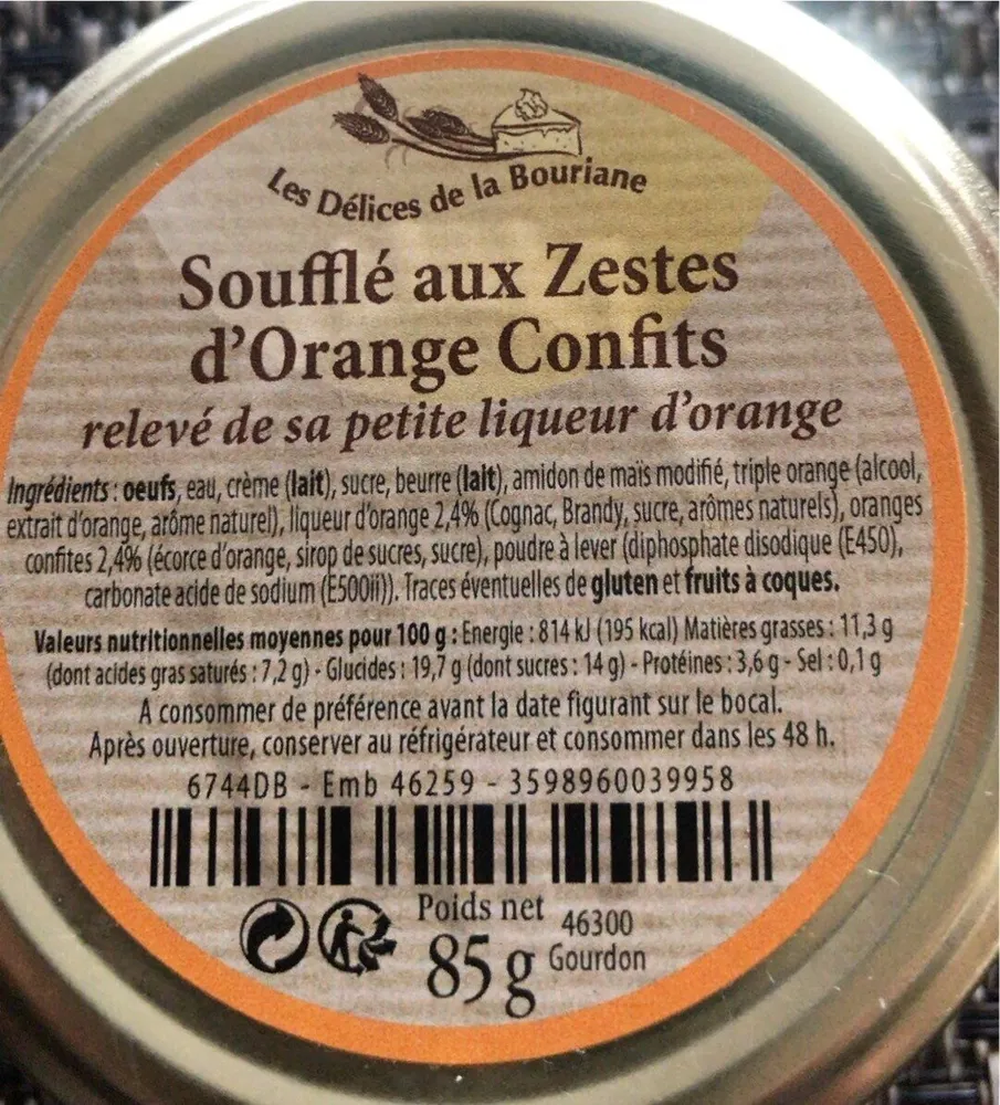 Soufflé aux zestes d’oranges Confits