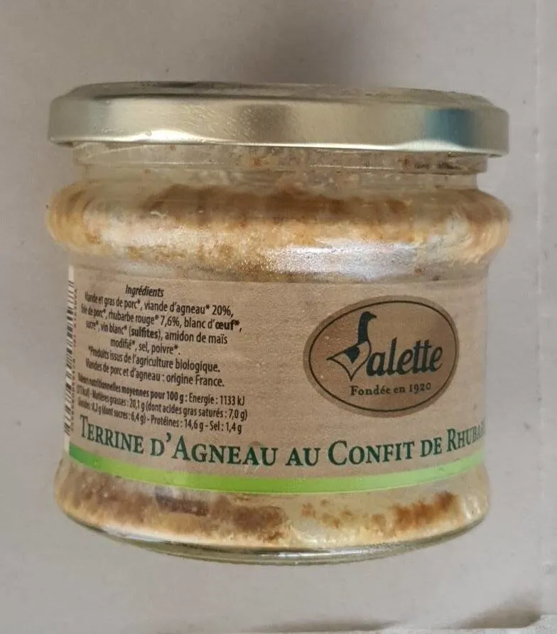 Terrine d'agneau au confit de rhubarbe rouge Bio