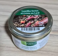 Lentilles vertes et Crème au lard