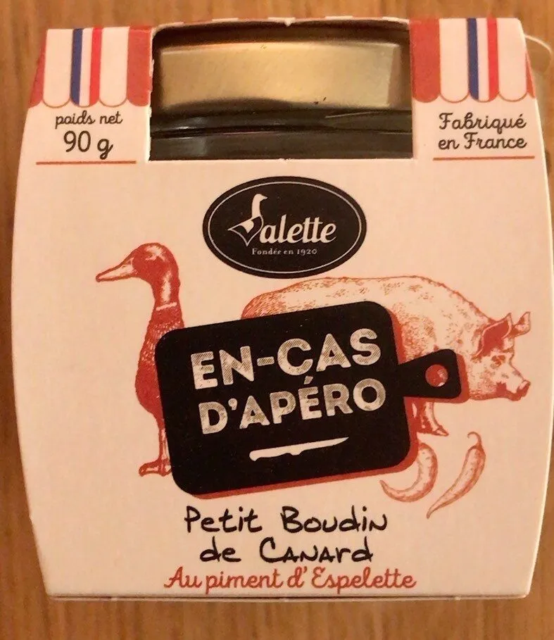 En-cas d’apero petit boudin de canard au pilent d’espelette