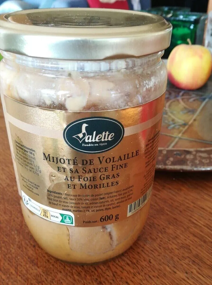 Mijote de volaille et sa suce fine au foie gras et morilles