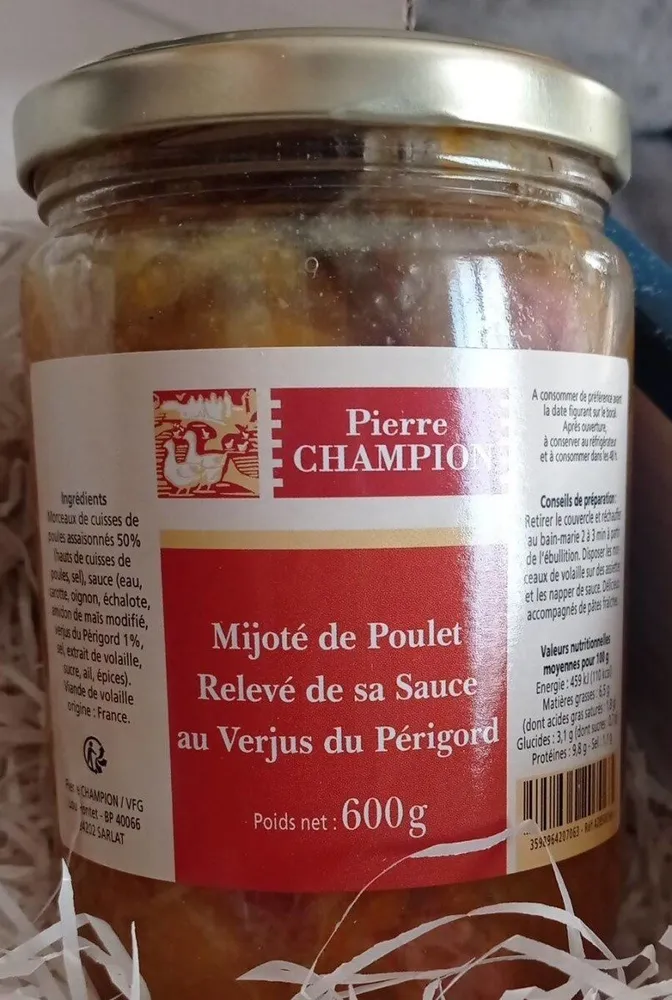 Mijoté de poulet Relevé de sa Sauce au Verjus du Périgord