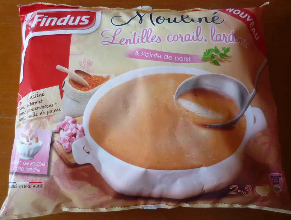 Mouliné lentilles corail, lardons & pointe de persil