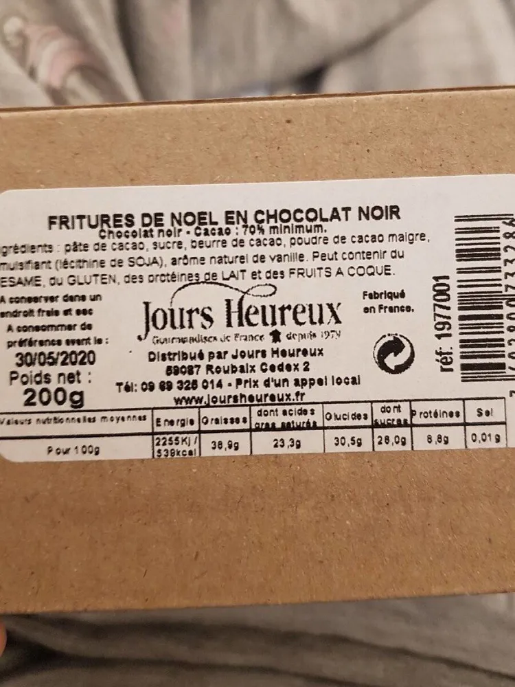 Fritures de noël en chocolat noir