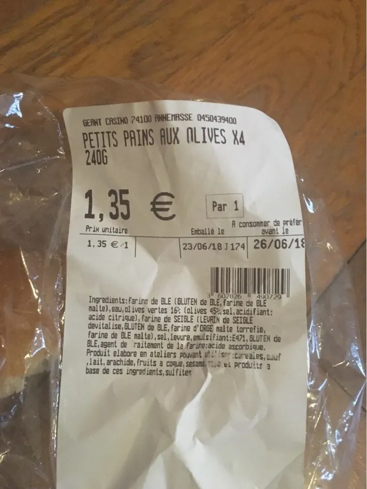 Petit pain aux olives 240 g