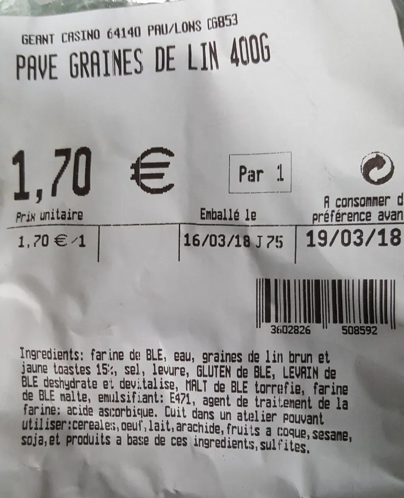Pavé graines de lin 400g