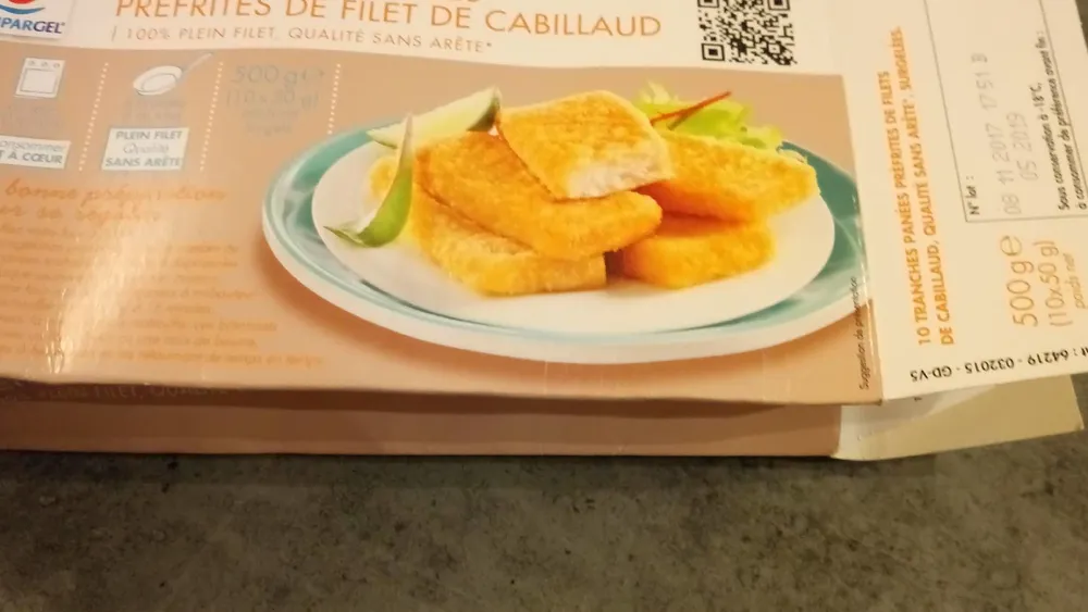Tranches panées prefrites de filet de cabillaud