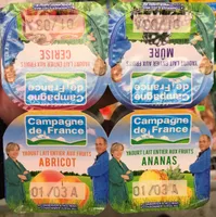 Yaourt lait entier aux fruits (abricot/cerise/mûre/ananas)