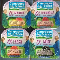Yaourts aux fruits 0% (Mangue, Framboise, Mûre, Fraise)