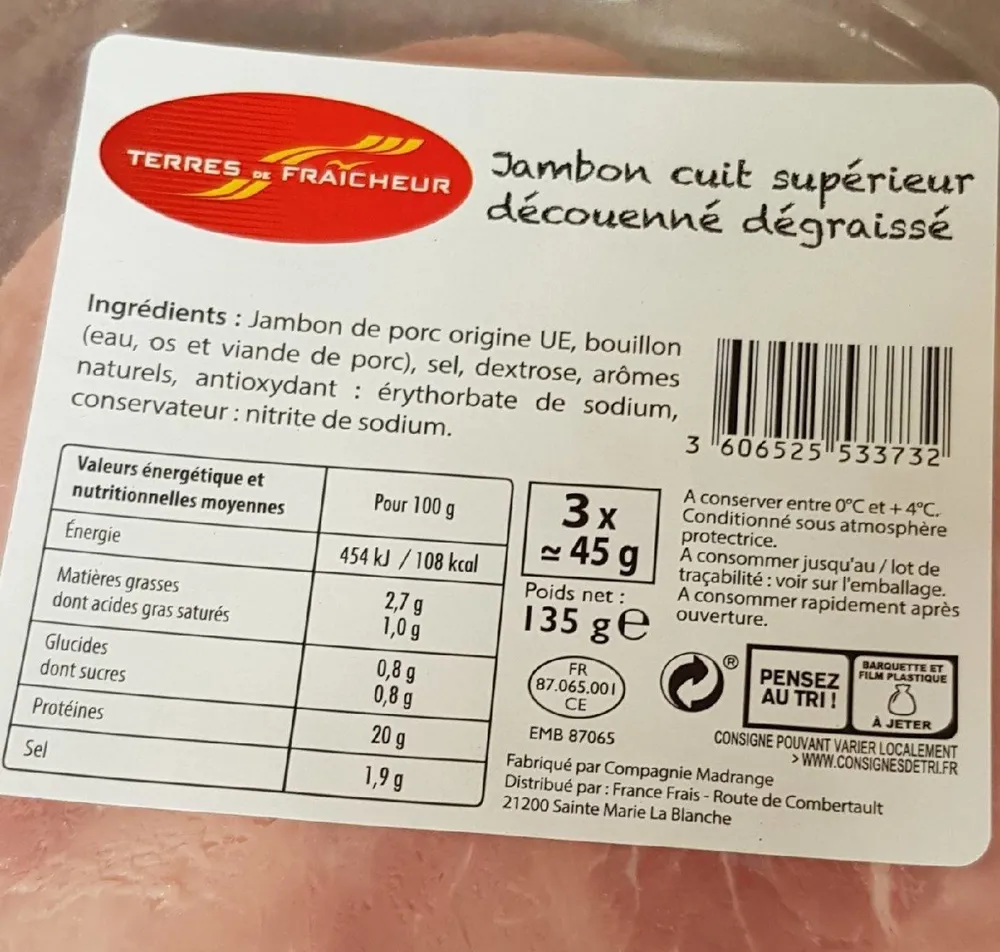 Jambon cuit supérieur DD
