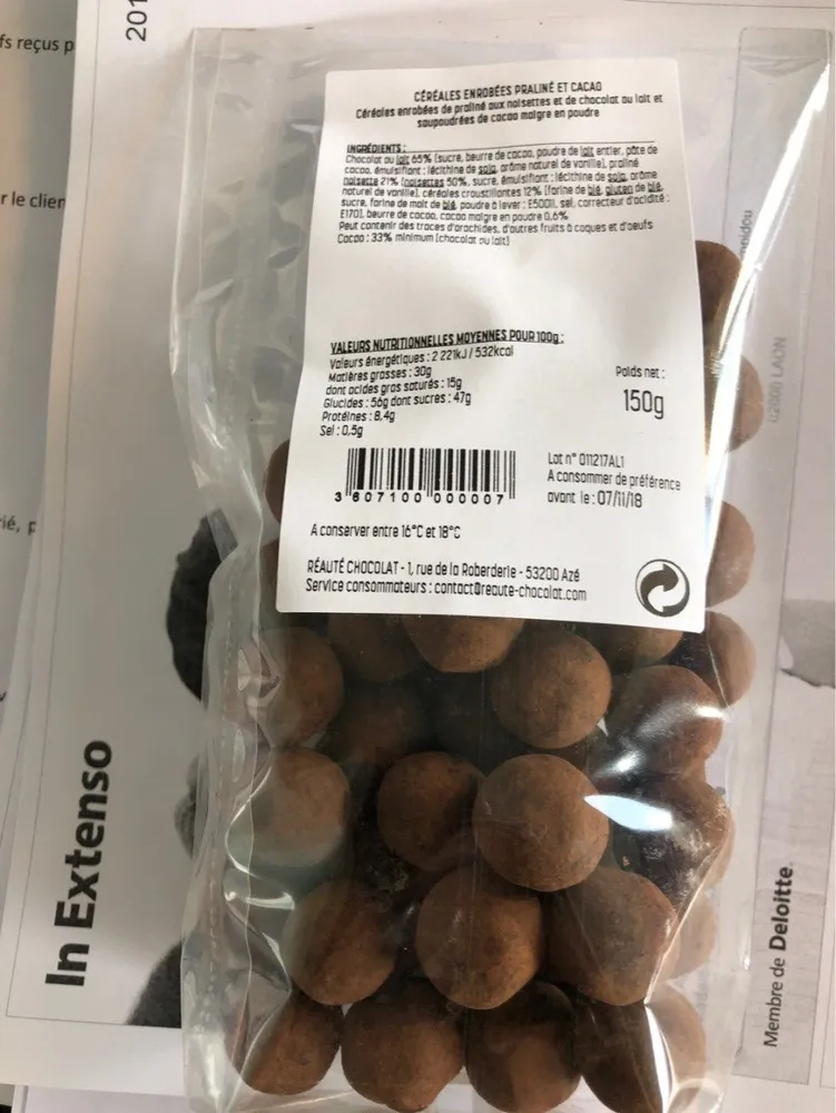 Cereales enrobees praline et cacao