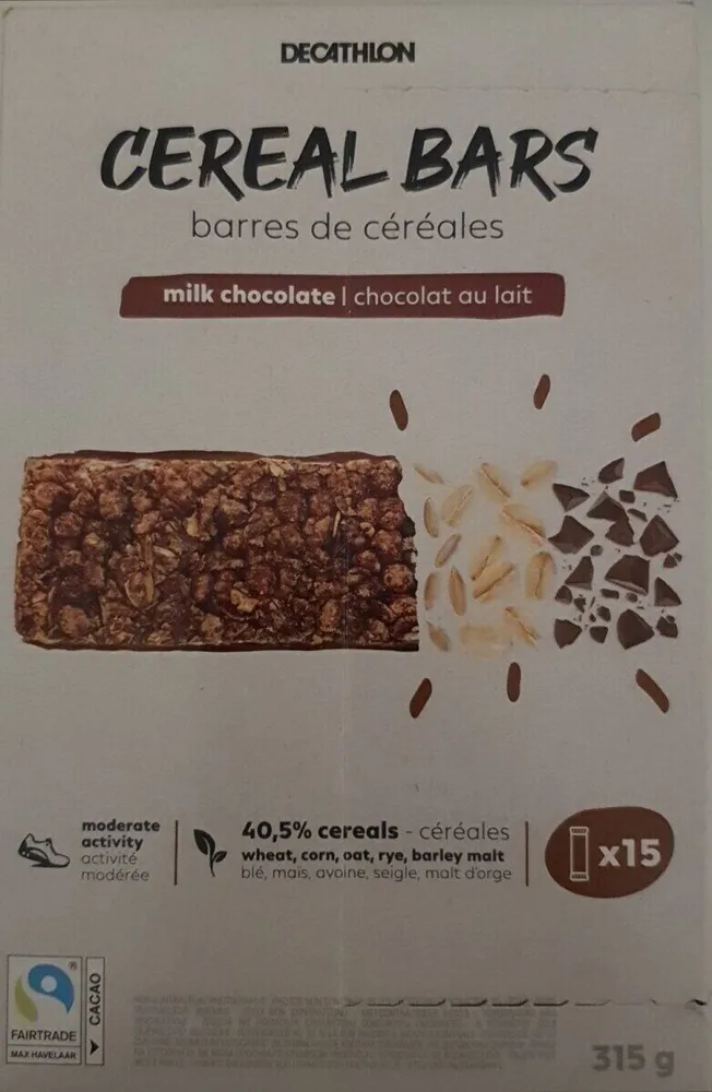 Barres de céréales chocolat au lait