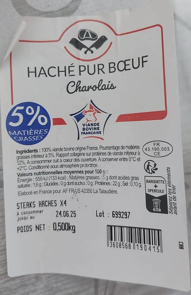 HACHÉ PUR BŒUF Charolais