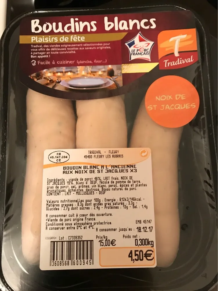 Boudins blancs a l’ancienne aux noix de saint jacques