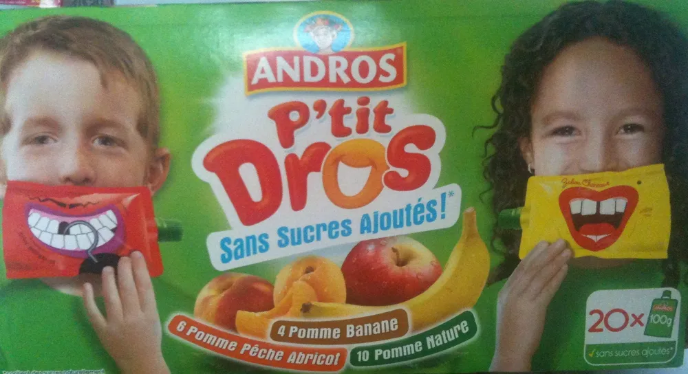 Andros - P'tit Dros (4 Pomme Banane, 6 Pomme Pêche Abricot, 10 Pomme Nature)