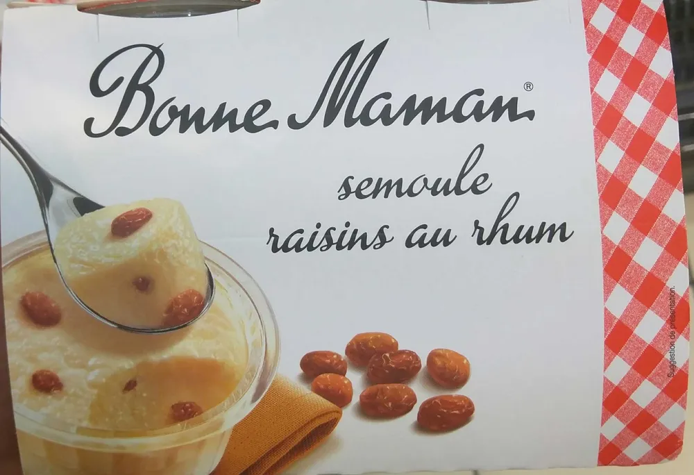 Semoule au lait raisins au rhum