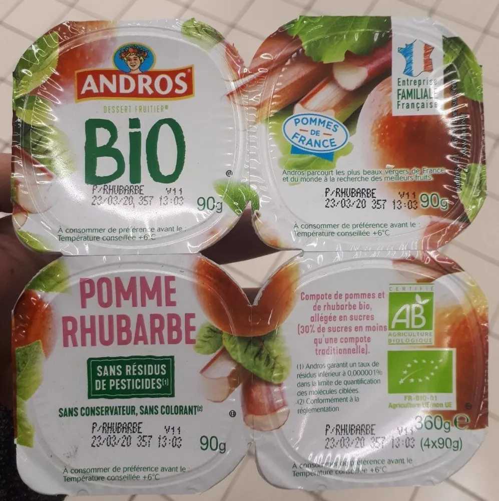 Andros Bio Pomme Rhubarbe