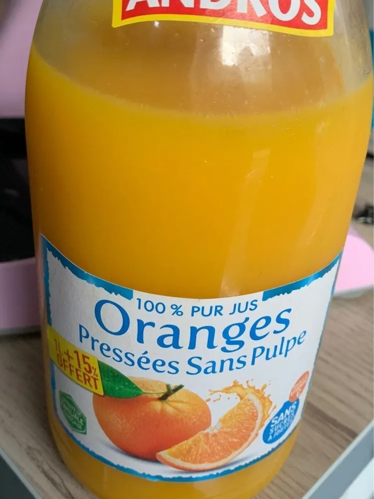 Jus d'orange sans pulpes