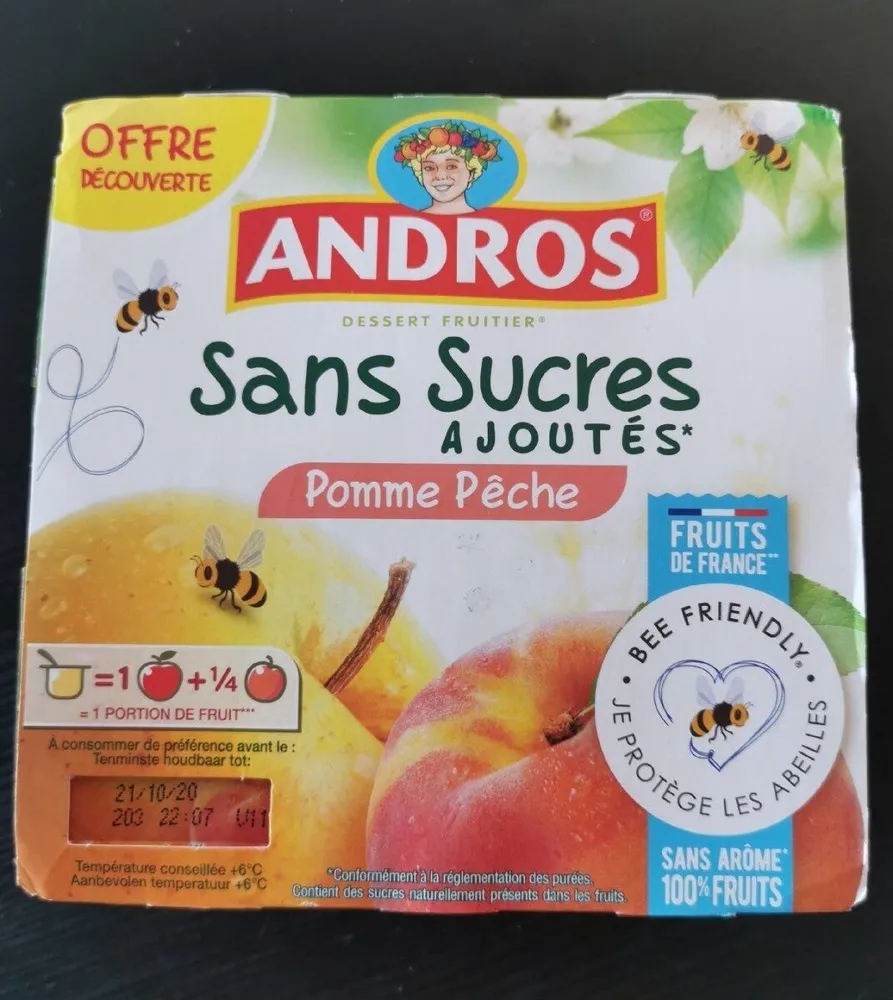 Andros pomme pêche sans sucre ajouté