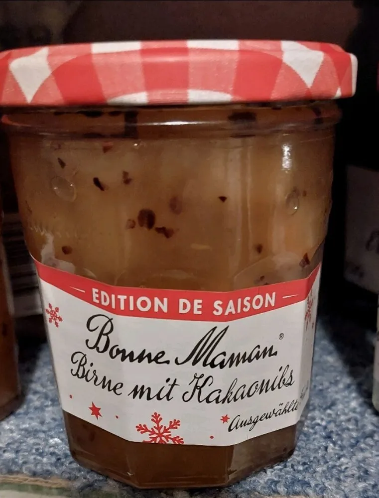 Birne mit Kakaonibs Marmelade