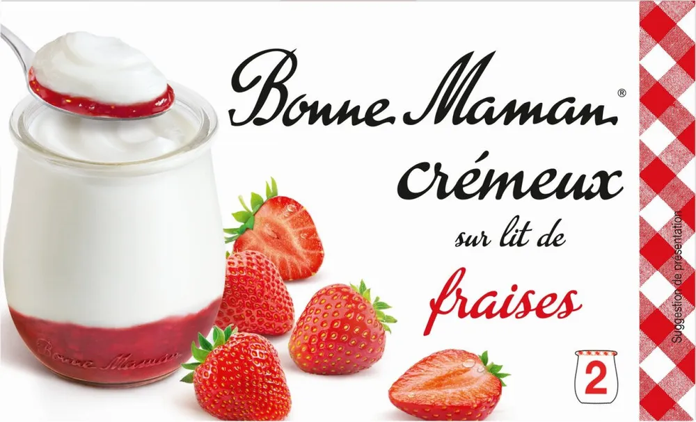 crémeux sur lit de fraises