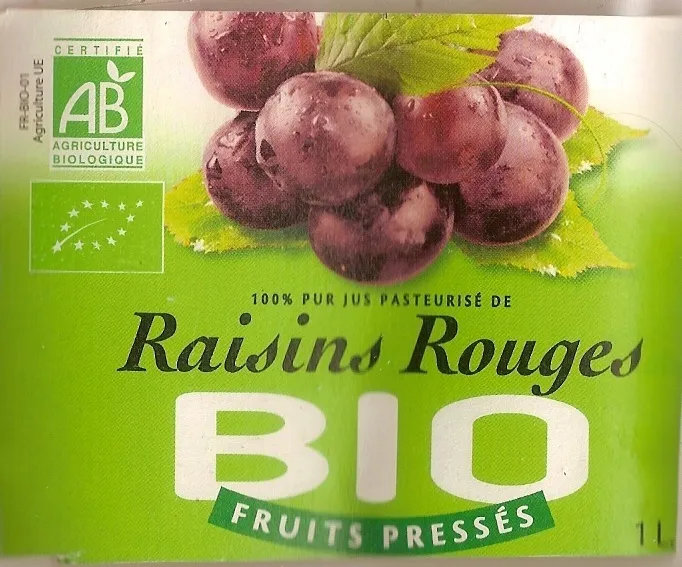 100 % Pur Jus Pasteurisé de Raisin Rouges