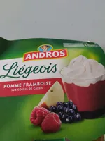 Liégeois pomme framboise sur coulis de cassis