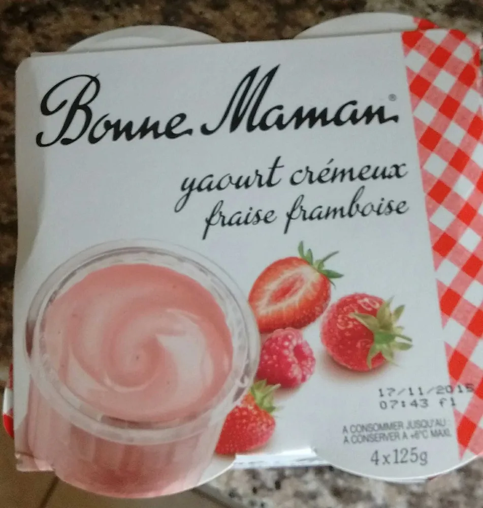 Yaourt crémeux fraise framboise