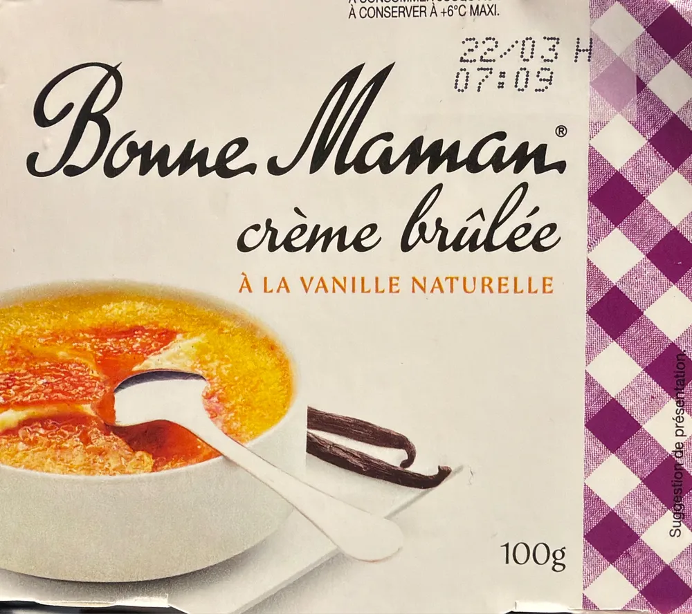 Crème brûlée a la vanille naturelle