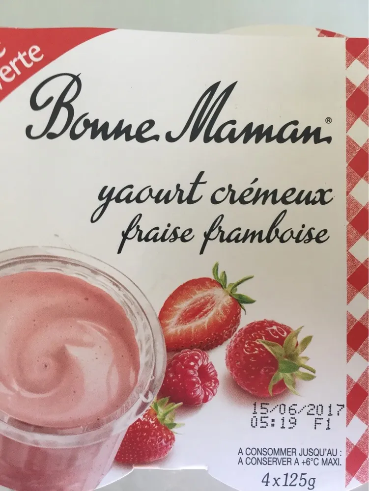 Yaourt crémeux fraise framboise