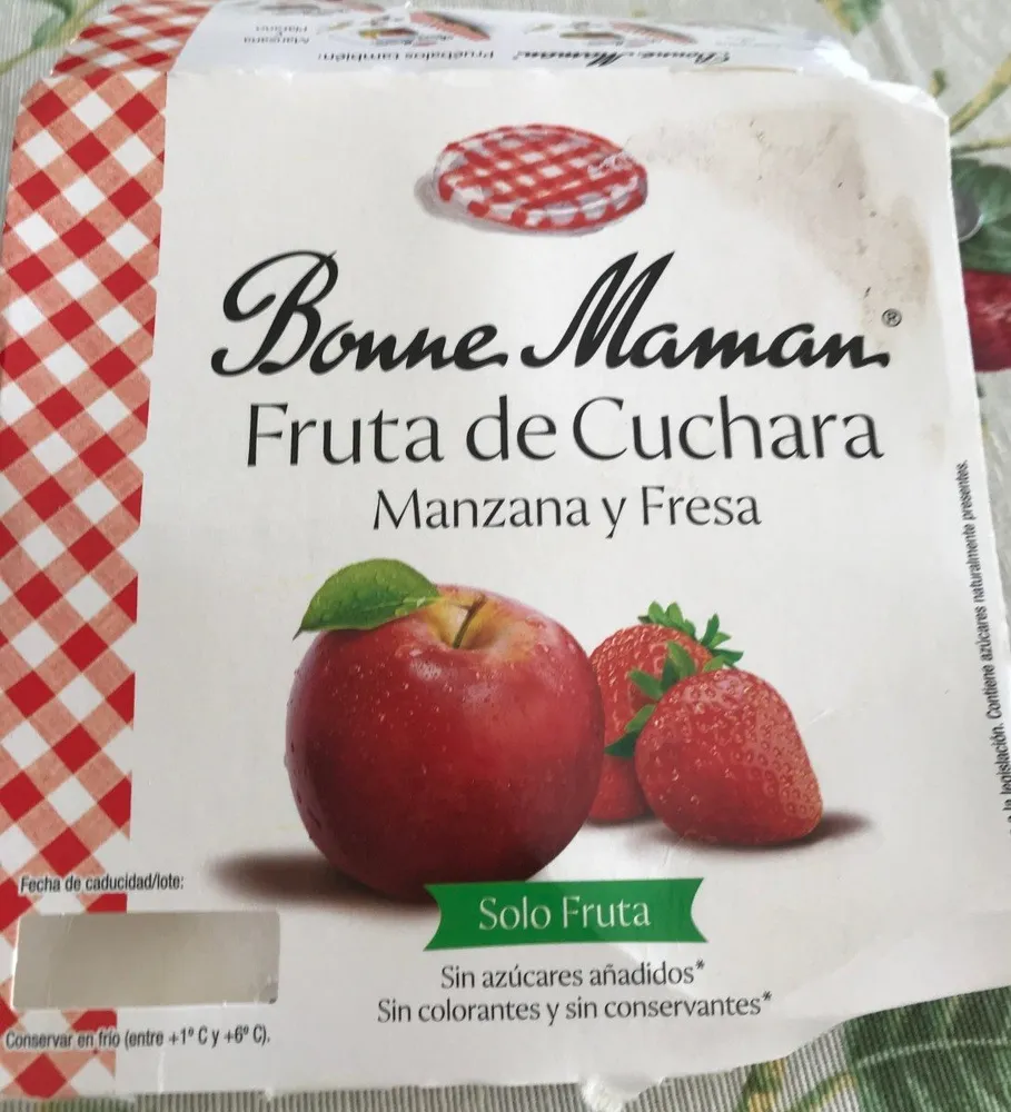 Fruta de cuchara manzana y fresa