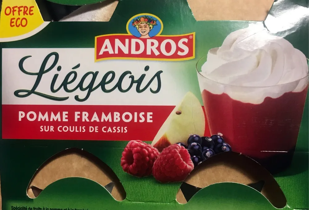 Liégeois Pomme Framboise sur coulis de cassis