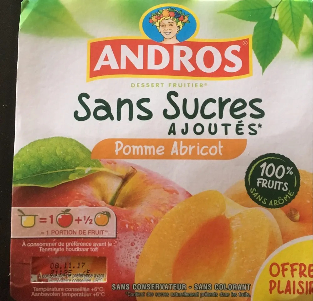 Dessert fruitier pomme abricot sans sucres ajoutés