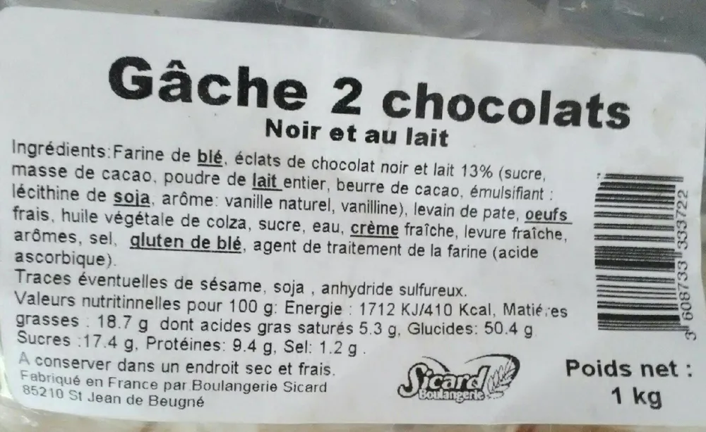 Gâche 2 chocolats