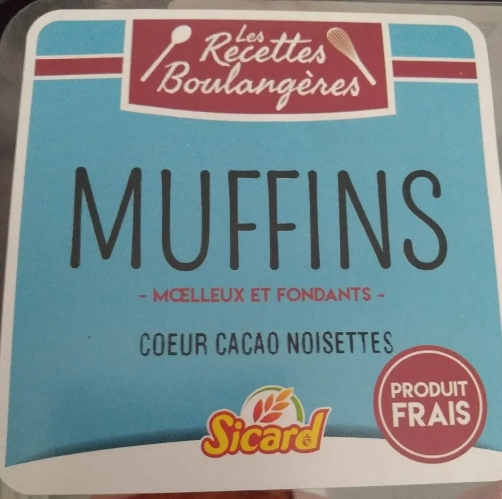 4 muffins coeurs cacao noisette