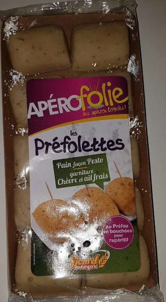 Les Préfolettes - pain façon Pesto - garniture Chèvre et ail frais