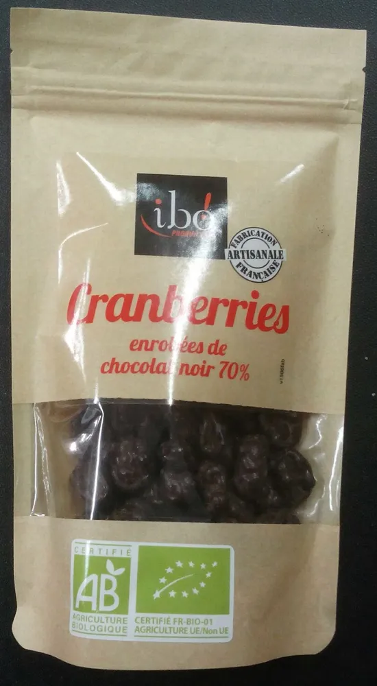 Cranberries Enrobées de Chocolat Noir 70%