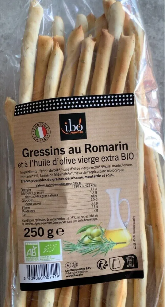 Gressins au romarin et à l’huile d’olive vierge extra bio