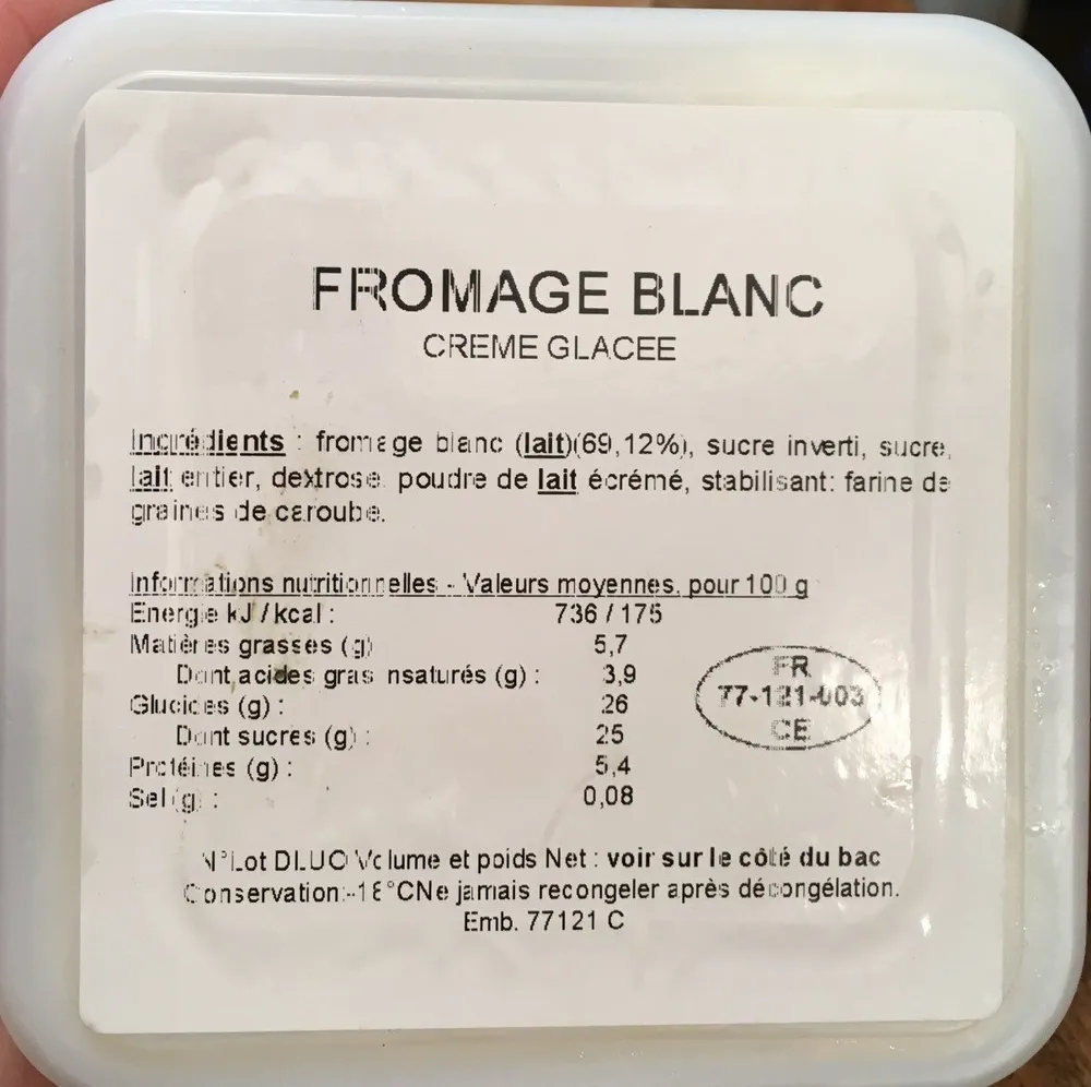 Crème glacée fromage blanc