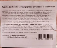 Tablette de chocolat noir framboise citron vert