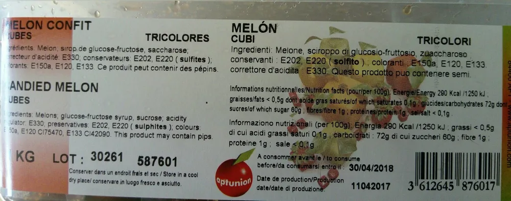 Cubes de melon confit
