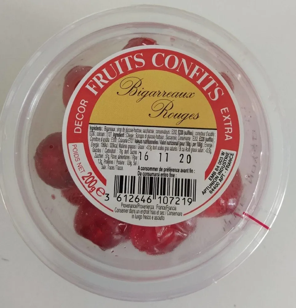 Fruits confits Bigarreaux rouges