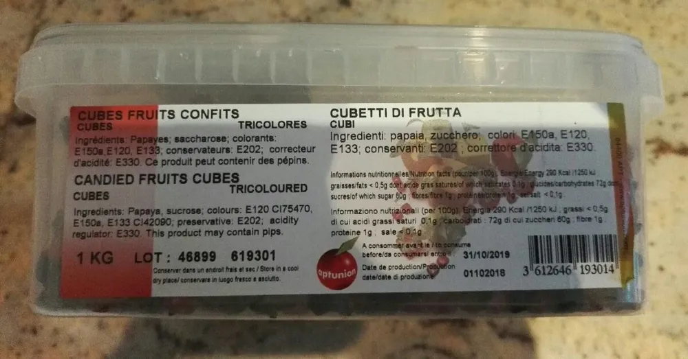 Cubes fruits confits