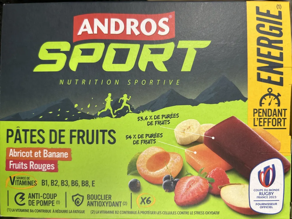 Pâtes de fruits Sport abricot banane fruits rouges