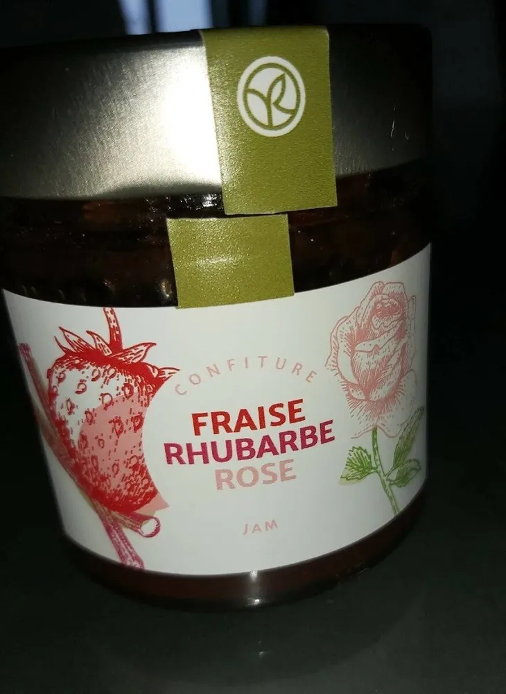 Confiture fraise rhubarbe rose