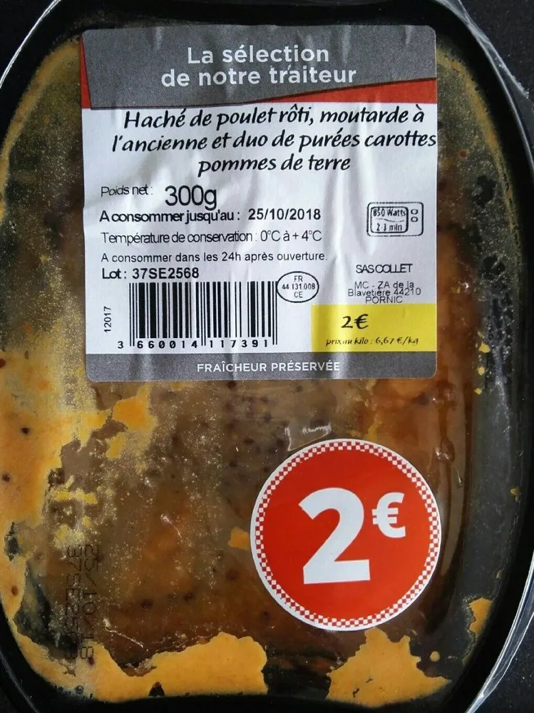 Haché poulet toute moutarde à l'ancienne et duo de purée