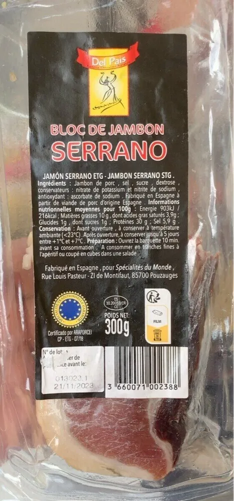 Bloc de jambon serrano