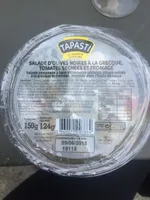 Olives noires a la grecque, tomates sechees et fromage