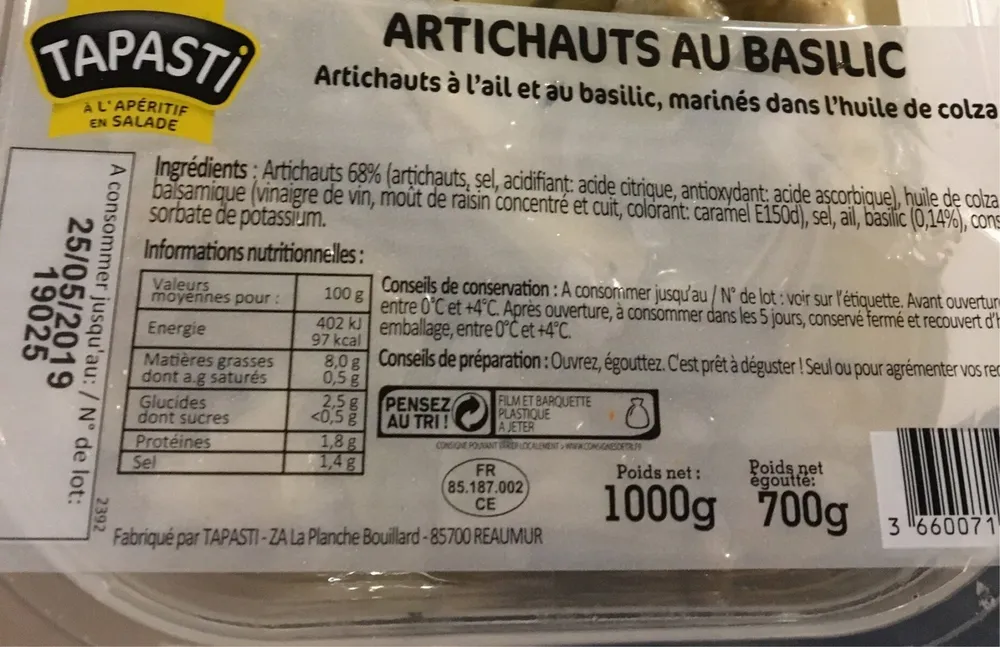 Artichauts au basilic