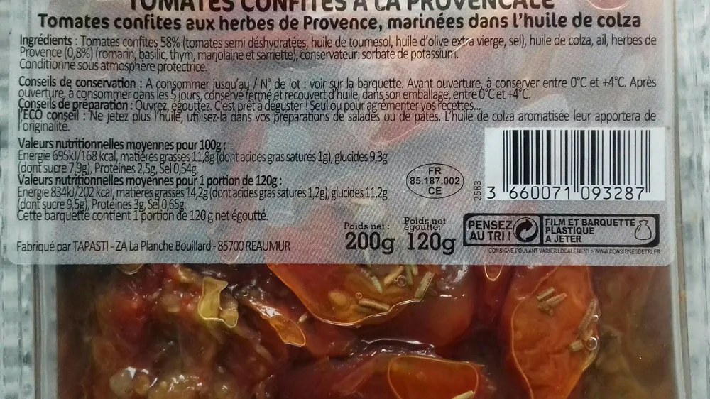 Tomates confites à la provençale